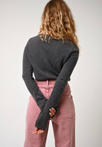 Round Neck 4-Ply Jumper - Ivy - Marl Anthracite