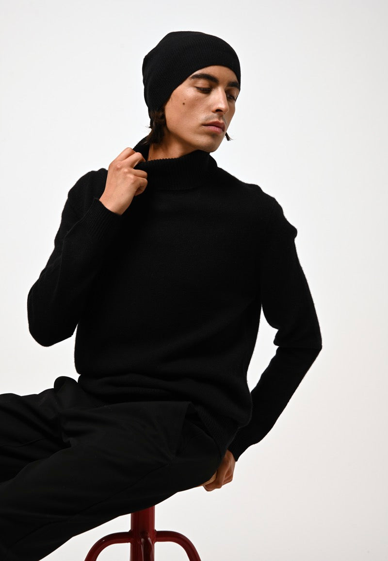 Jersey Cuello Vuelto 4 Hilos Martin - Negro - 100% Cachemira 4 Hilos