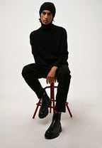 4-Ply Roll Neck Jumper - Martin - Black