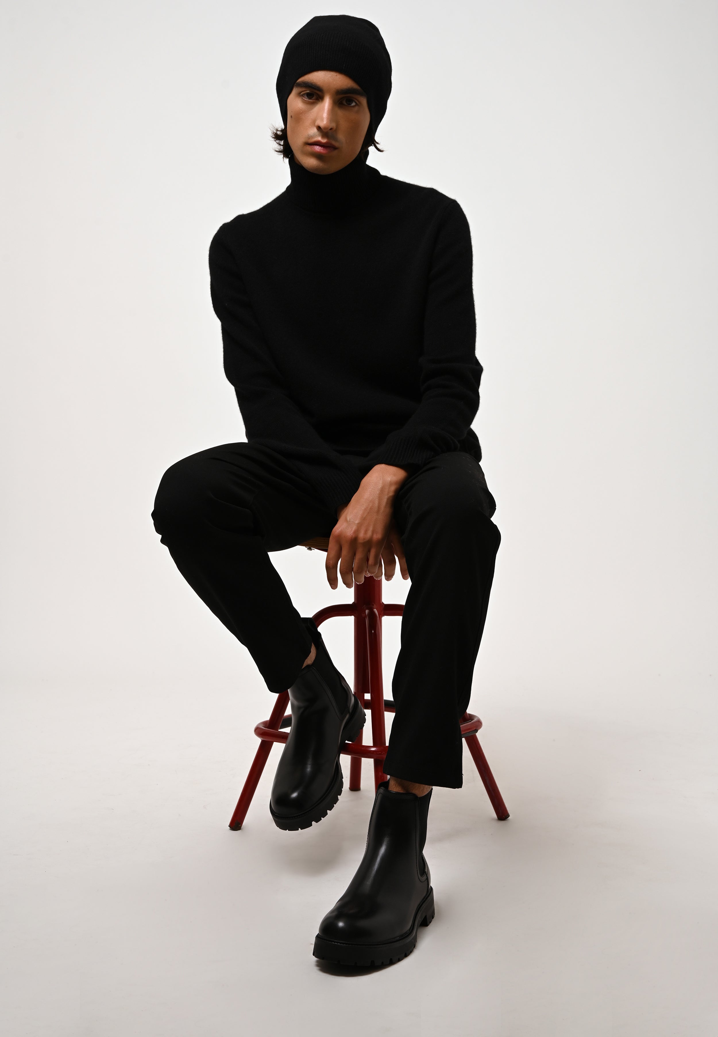 4-Ply Roll Neck Jumper - Martin - Black