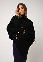 Poncho 4 Fils Meryl - Negro - 100% Cachemira 4 Hilos
