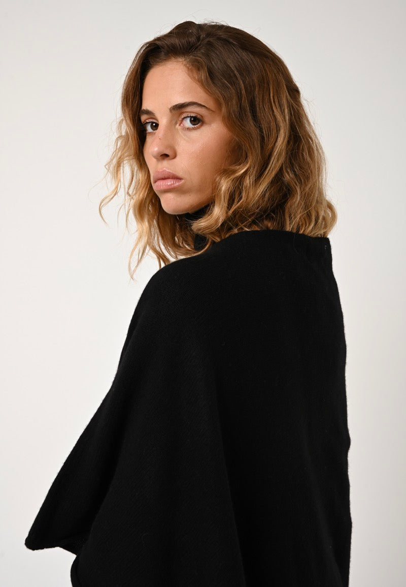 Poncho 4 Fils Meryl - Noir - 100% Cachemire 4 Fils