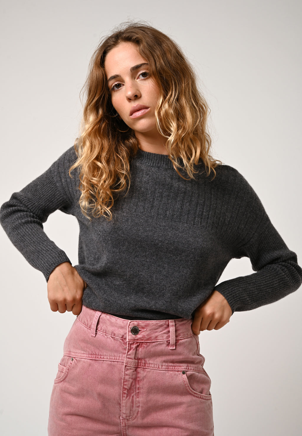 Pull Col Rond - Daria - Anthracite Chiné
