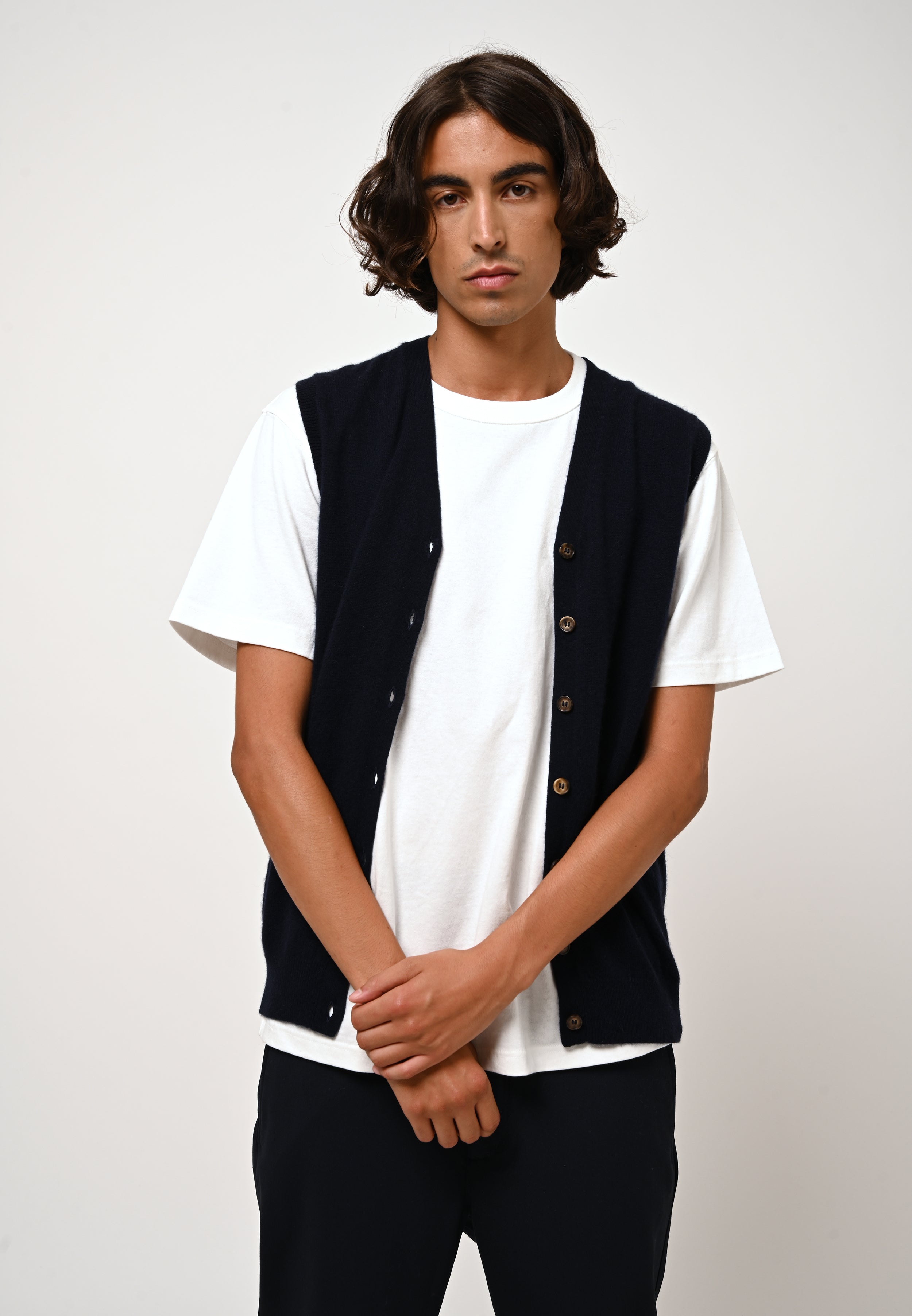 Cárdigan Cuello V Sin Mangas - Hugo - Navy