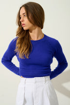 Pull Col Rond Etret - Indigo - Femme