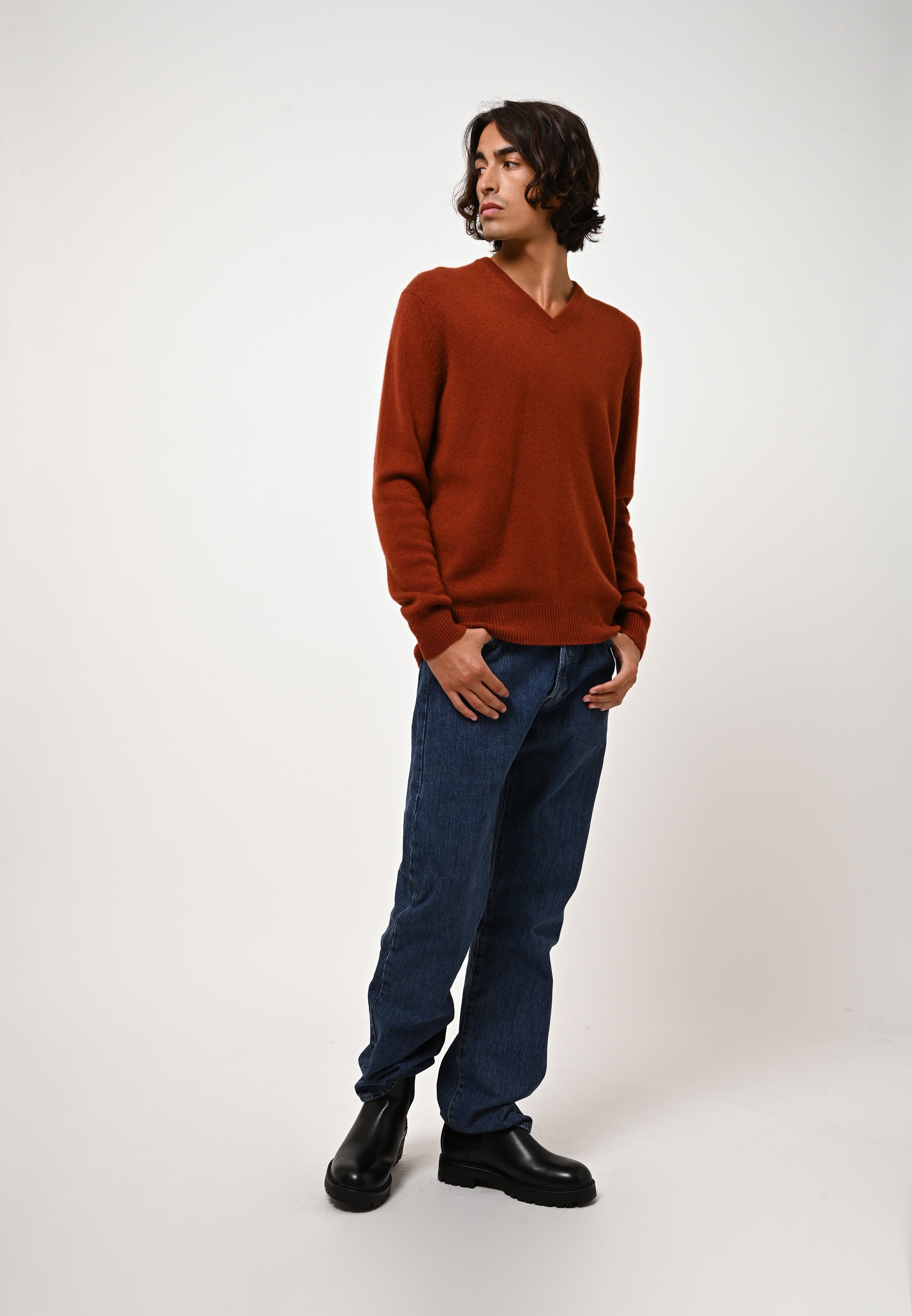 V-Neck Jumper 4-Ply - Victor - Squirrel