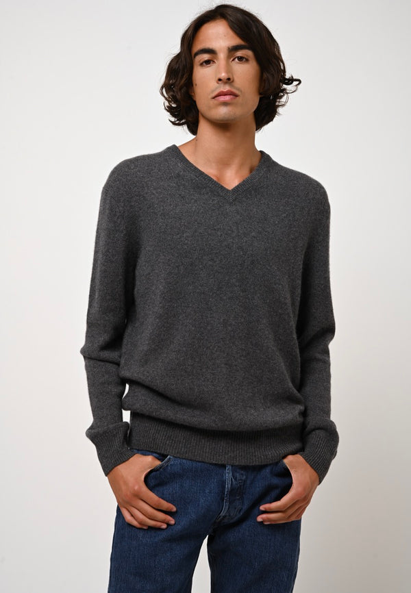 Pull Col V 4 Fils - Victor - Gris