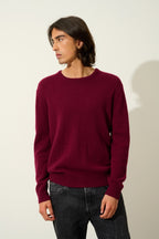 4-Ply Crew Neck Sweater - Victo - Burgundy