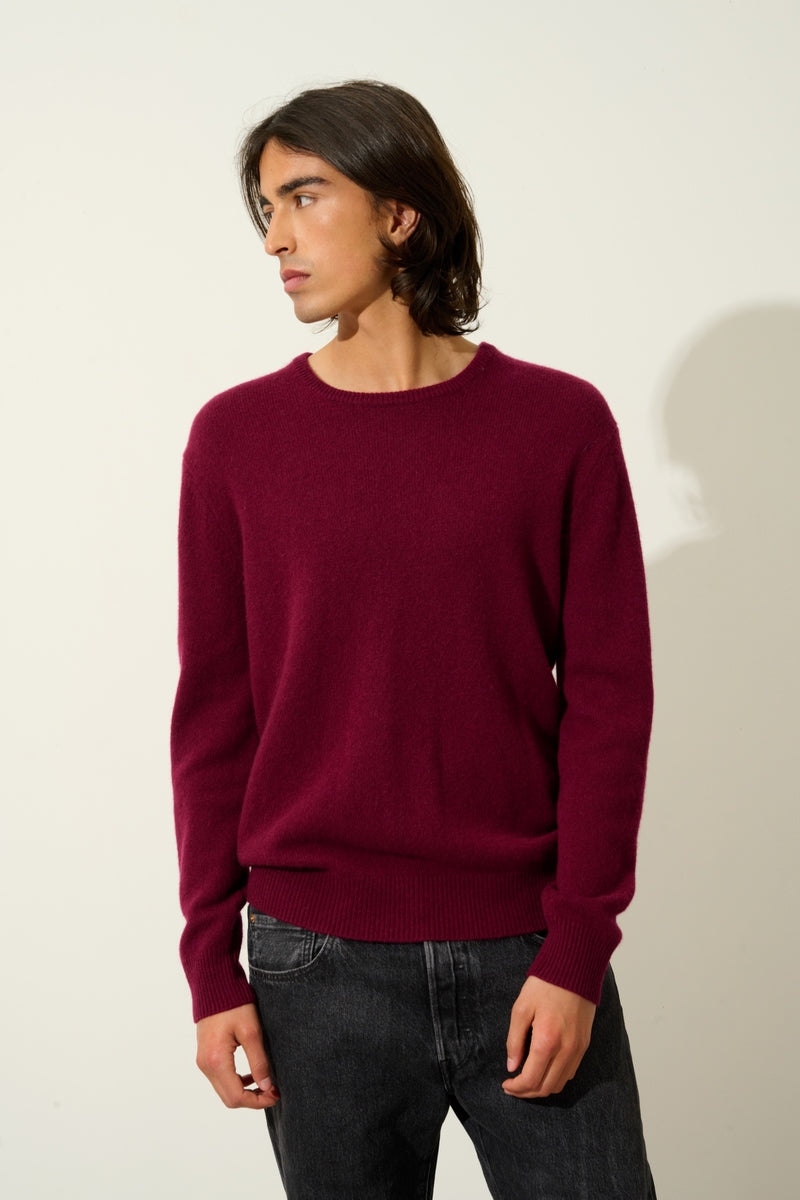 4-Ply Crew Neck Sweater - Victo - Burgundy
