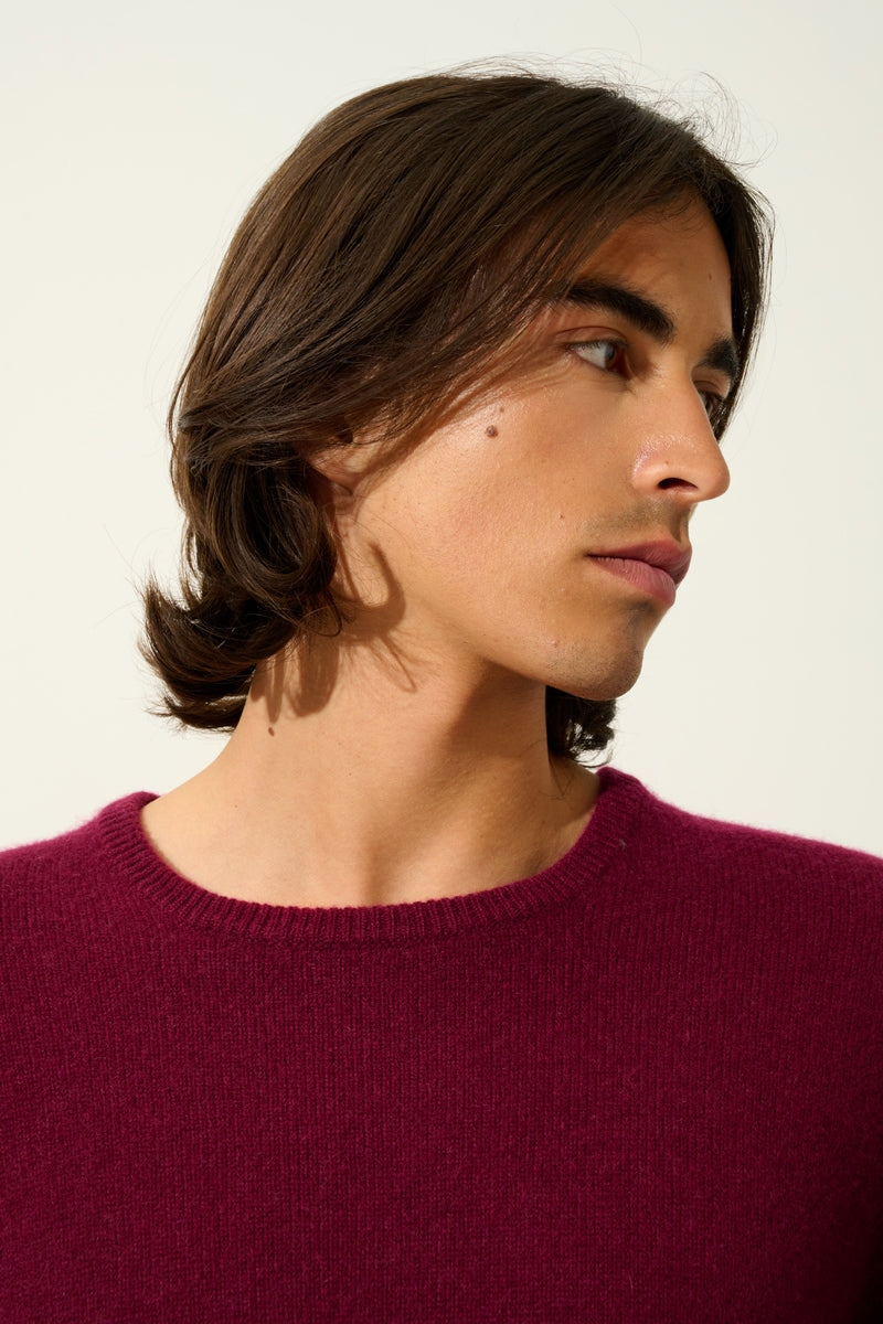 4-Ply Crew Neck Sweater - Victo - Burgundy