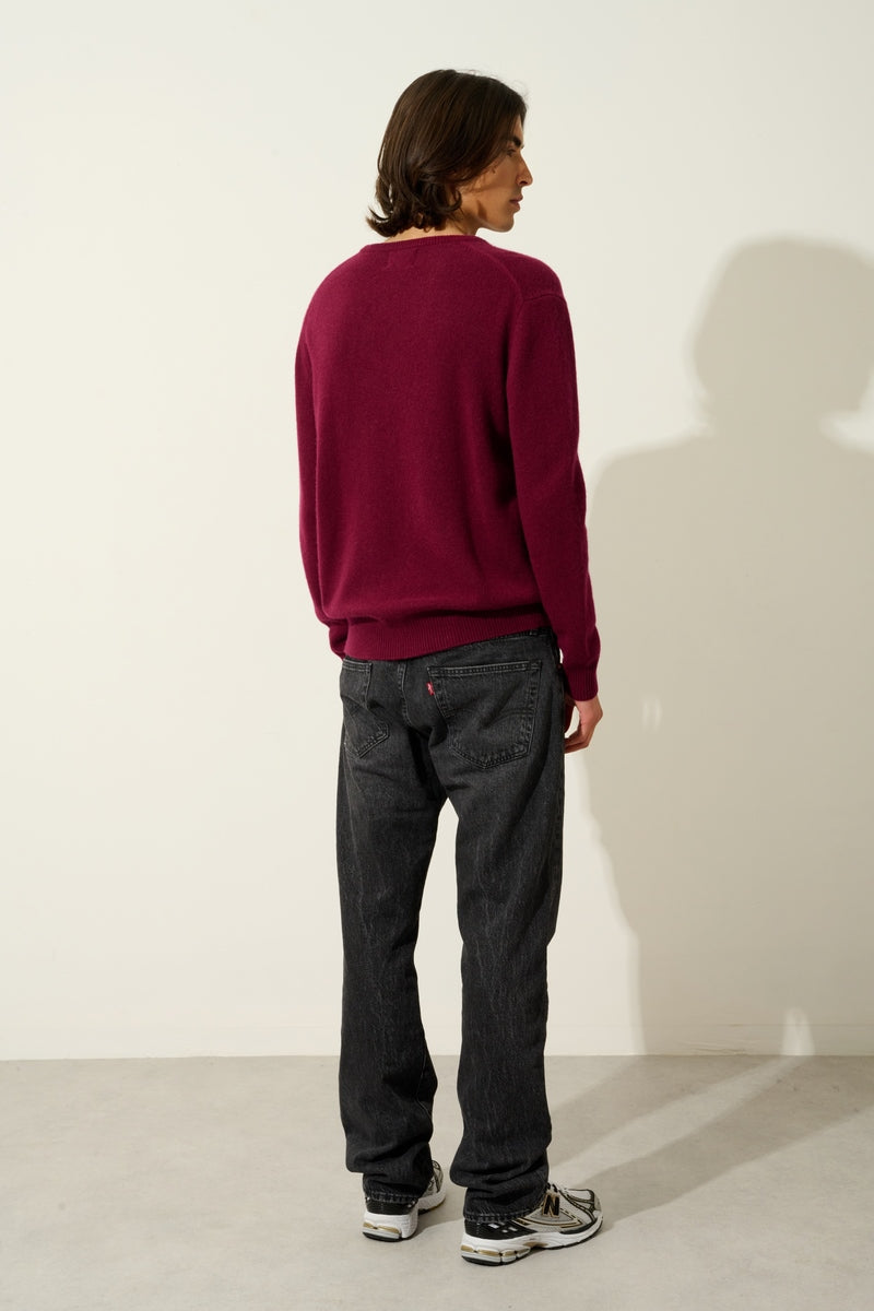 4-Ply Crew Neck Sweater - Victo - Burgundy