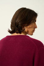 4-Ply Crew Neck Sweater - Victo - Burgundy