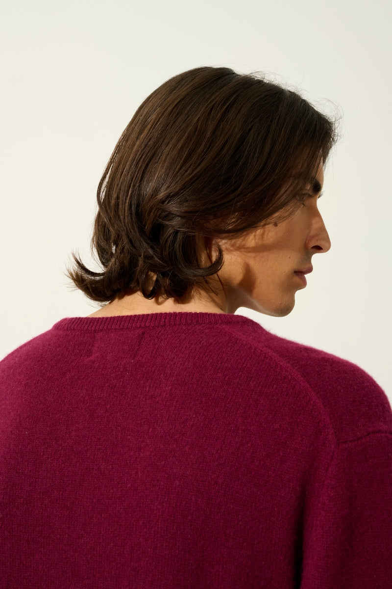 4-Ply Crew Neck Sweater - Victo - Burgundy
