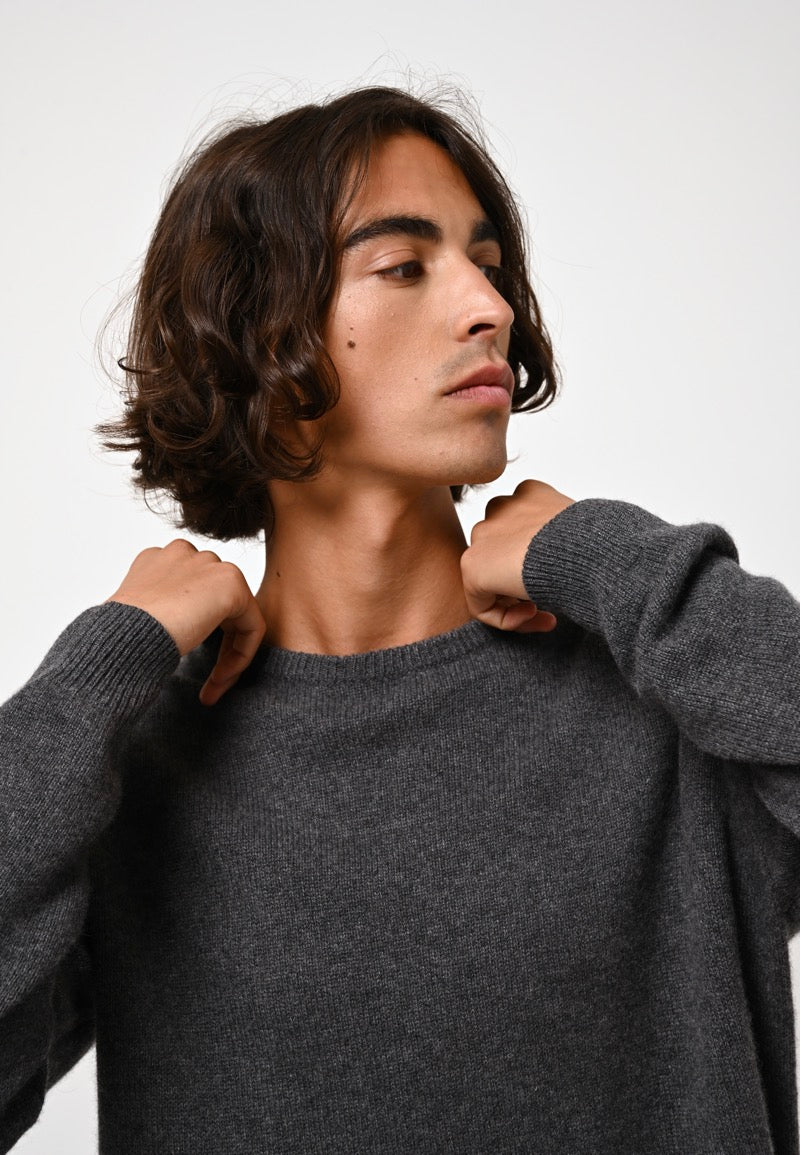 Pull Col Rond 4 Fils - Victo - Anthracite Chiné
