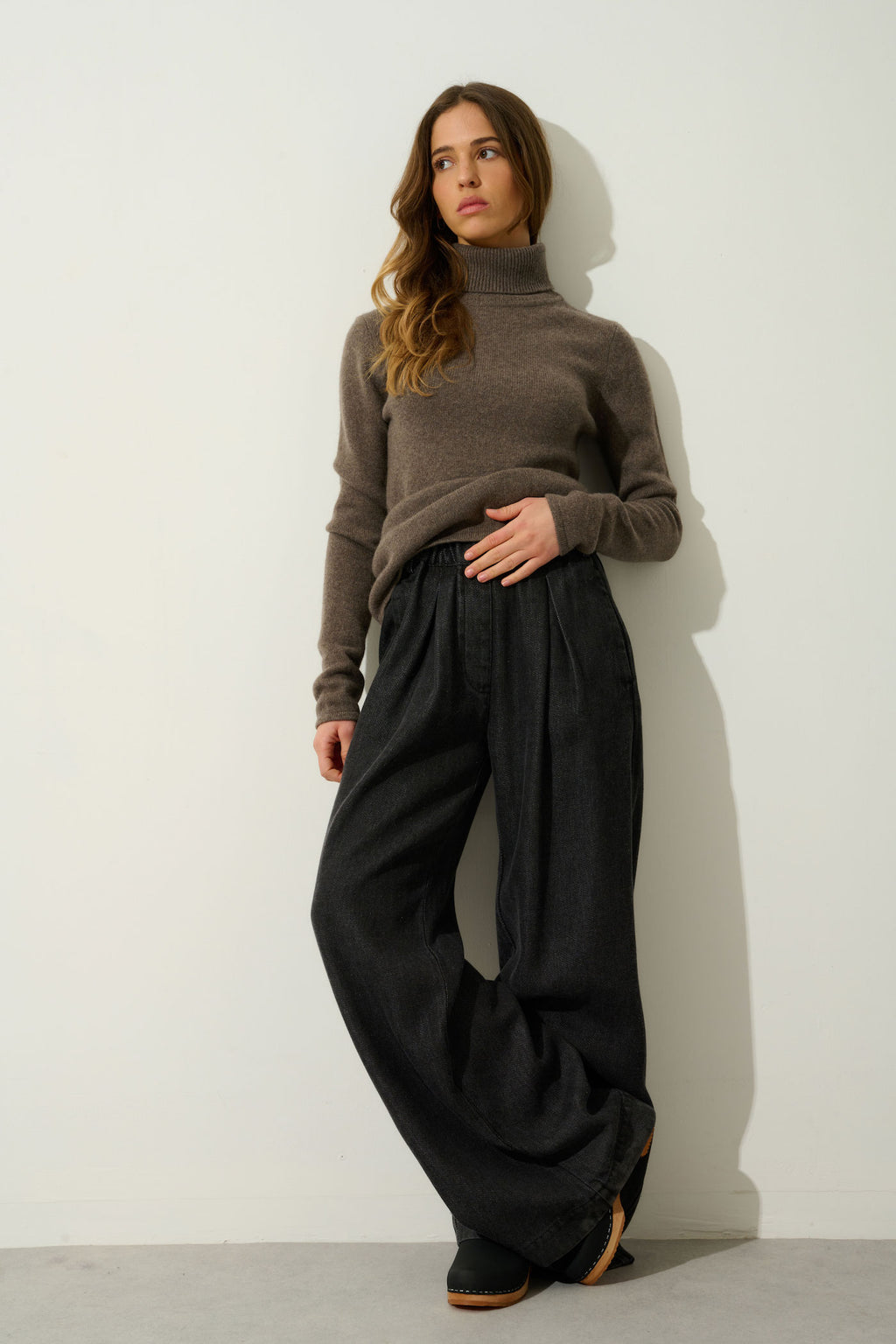 Jersey de Cuello Alto de 4 Hilos - Linda - Marrón