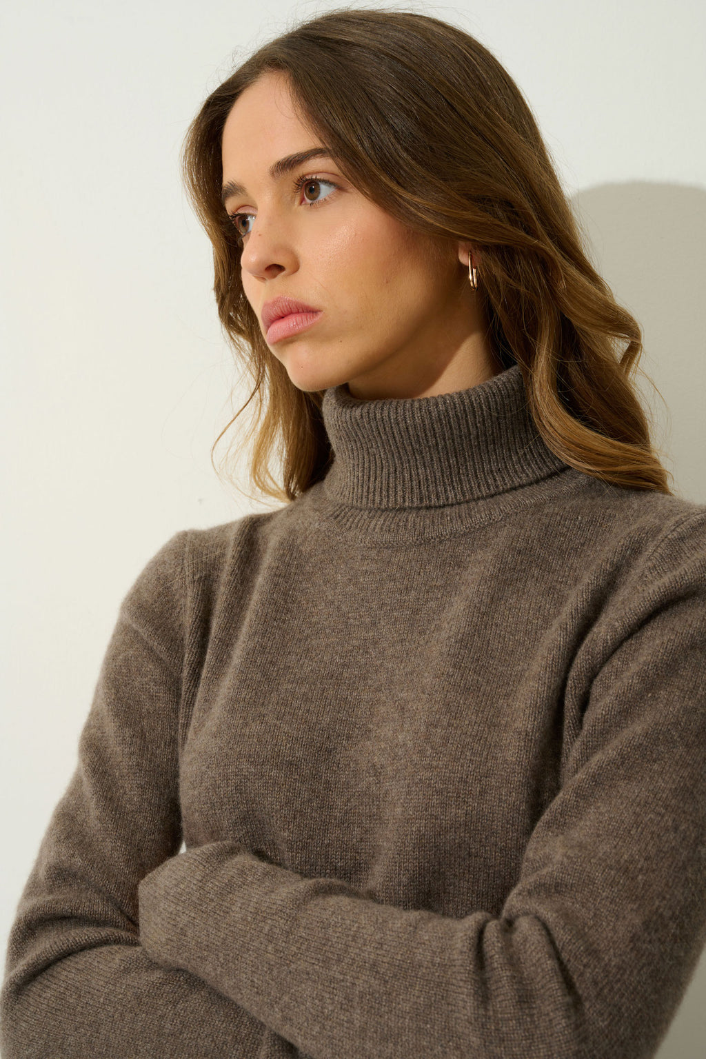 Jersey de Cuello Alto de 4 Hilos - Linda - Marrón