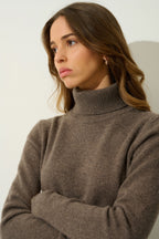 Jersey de Cuello Alto de 4 Hilos - Linda - Marrón