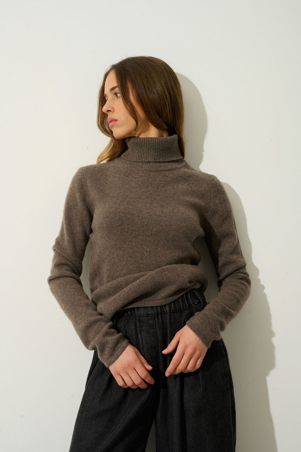 Jersey de Cuello Alto de 4 Hilos - Linda - Marrón