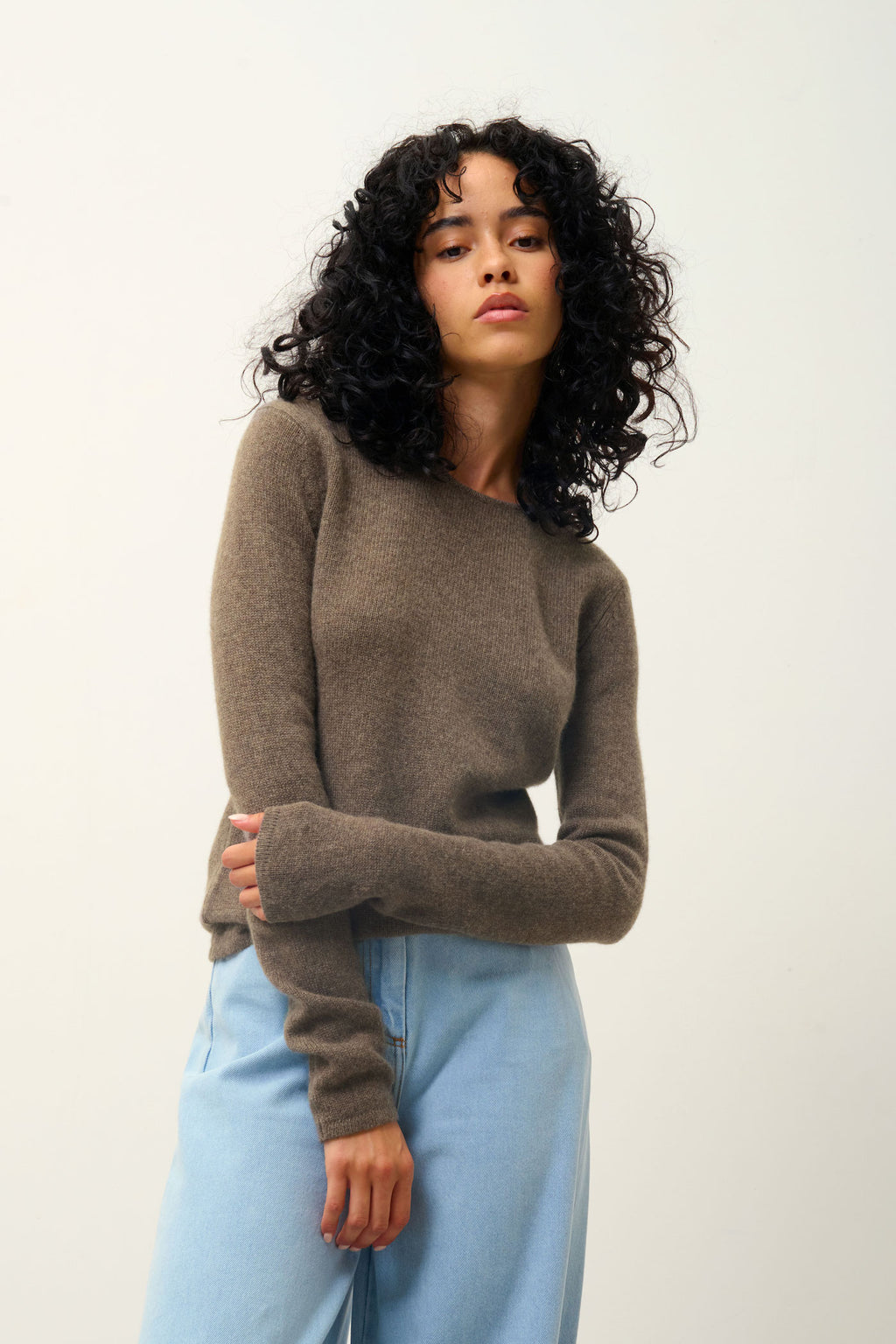 Pull Col Rond 4 Fils - Ivy - Taupe Chiné