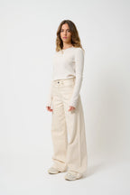Jersey 4 Hilos Cuello Redondo - Hiedra - Beige