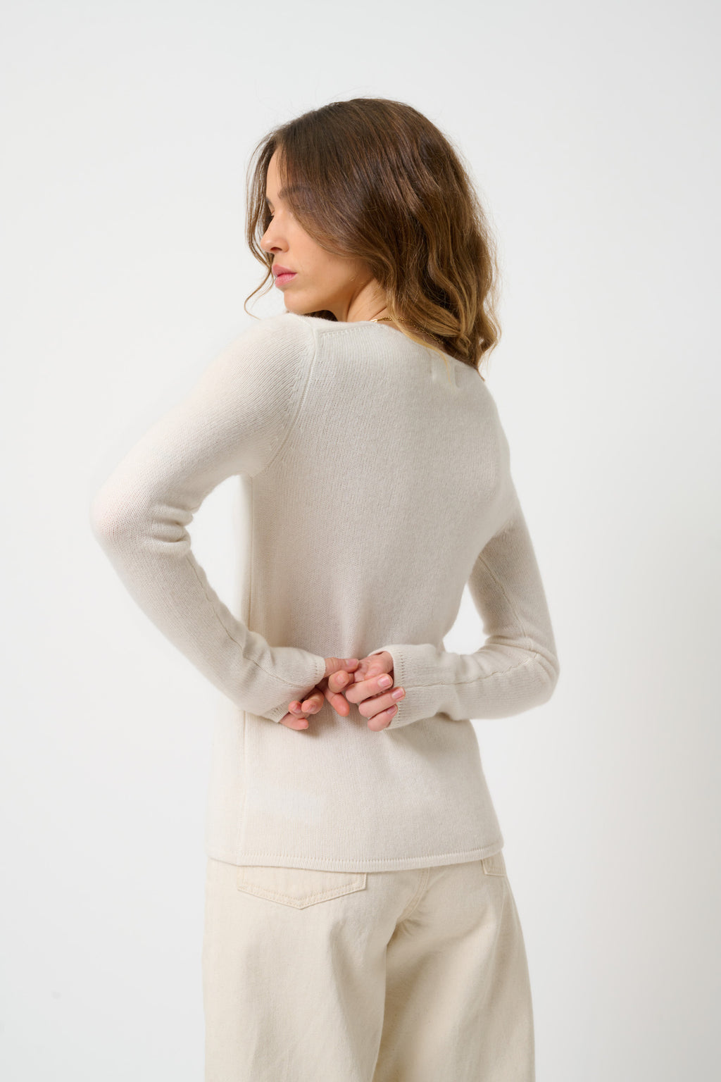 Pull Col Rond 4 Fils - Ivy - Beige