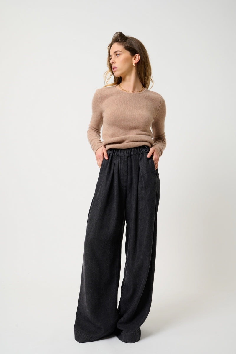 4-Ply Round-Neck Jumper - Ivy - Marl Camel