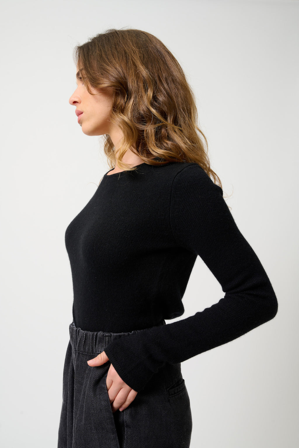 Pull Col Rond 4 Fils - Ivy - Noir