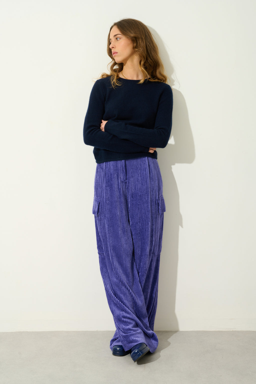 Round Neck 4-Ply Jumper - Ivy - Navy