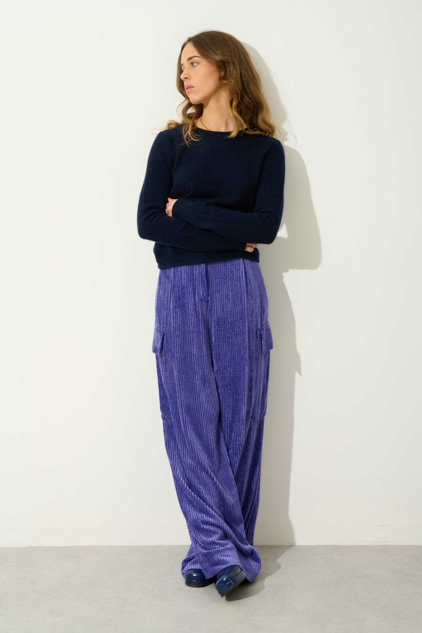 Round Neck 4-Ply Jumper - Ivy - Navy