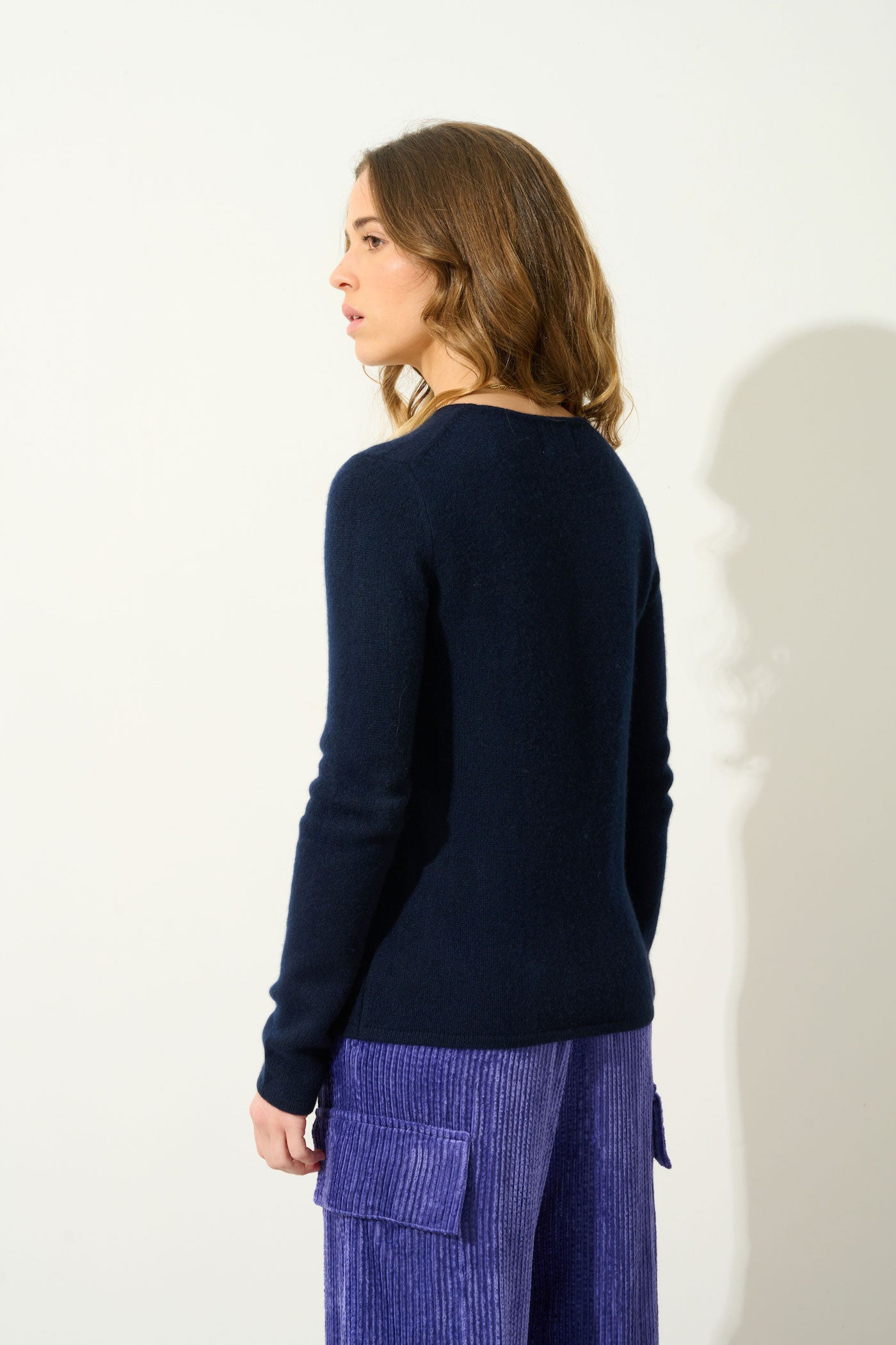 Round Neck 4-Ply Jumper - Ivy - Navy