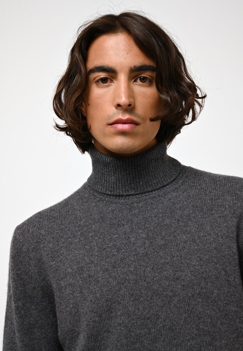 Pull Col Roulé 4 Fils - Martin - Anthracite Chiné