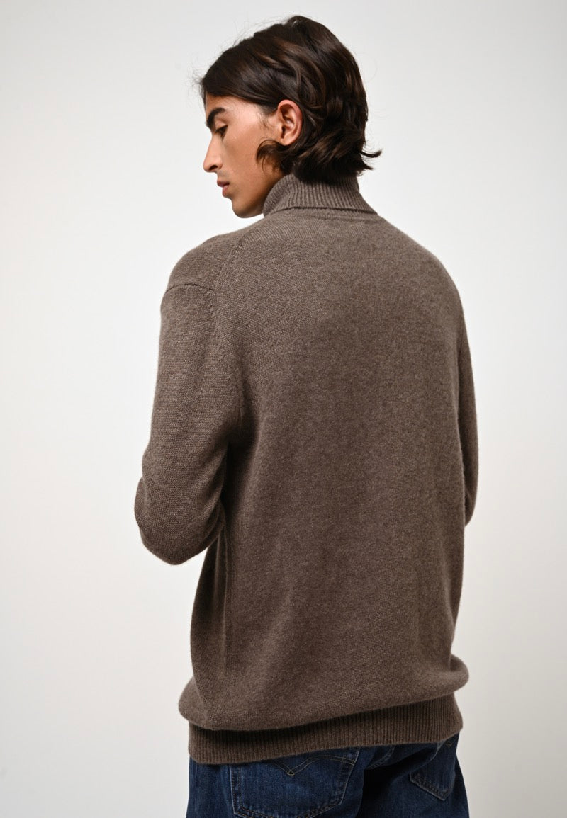 Pull Col Roulé 4 Fils - Martin - Taupe Chiné