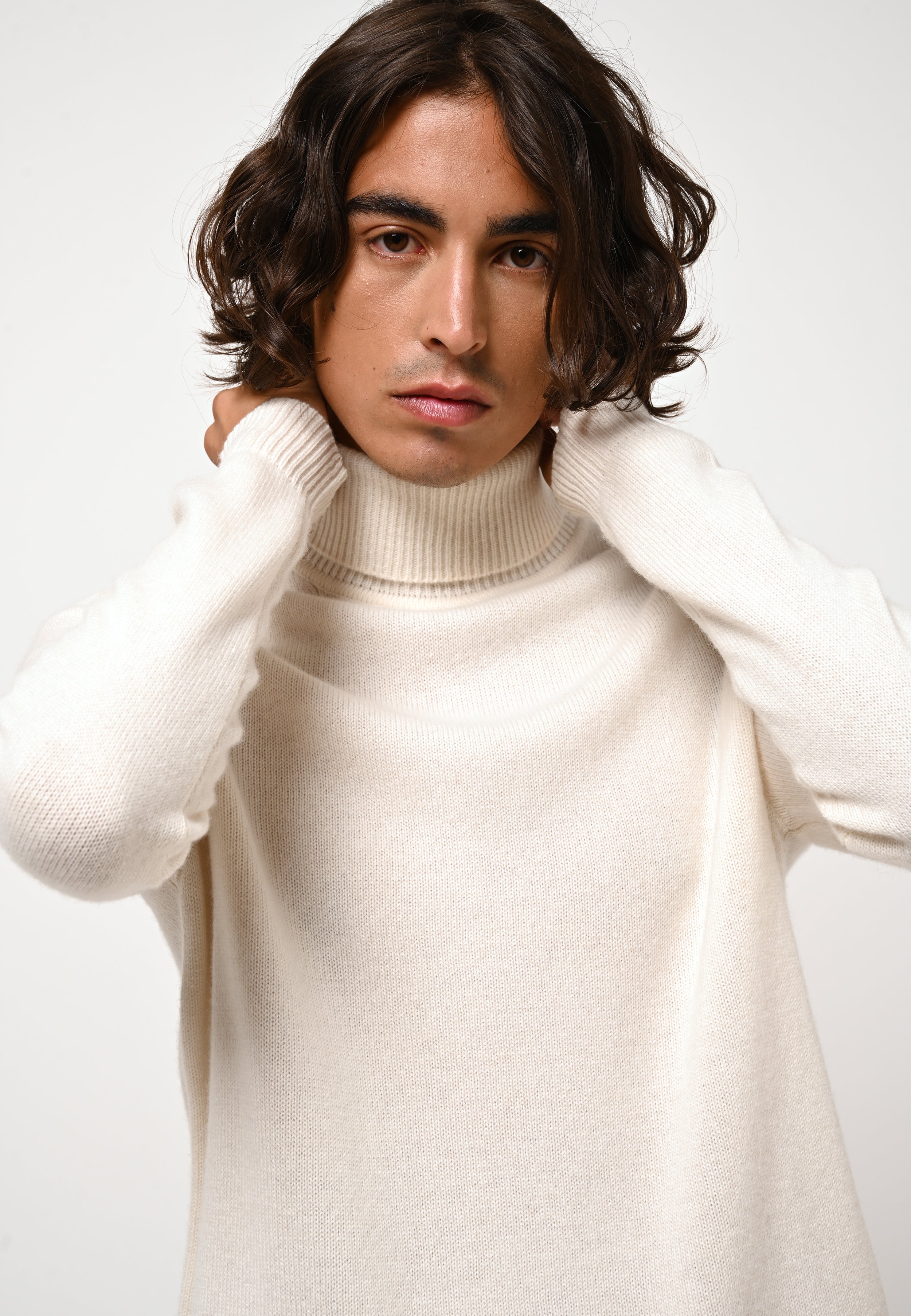 4-Ply Roll-Neck Jumper - Martin - Snow