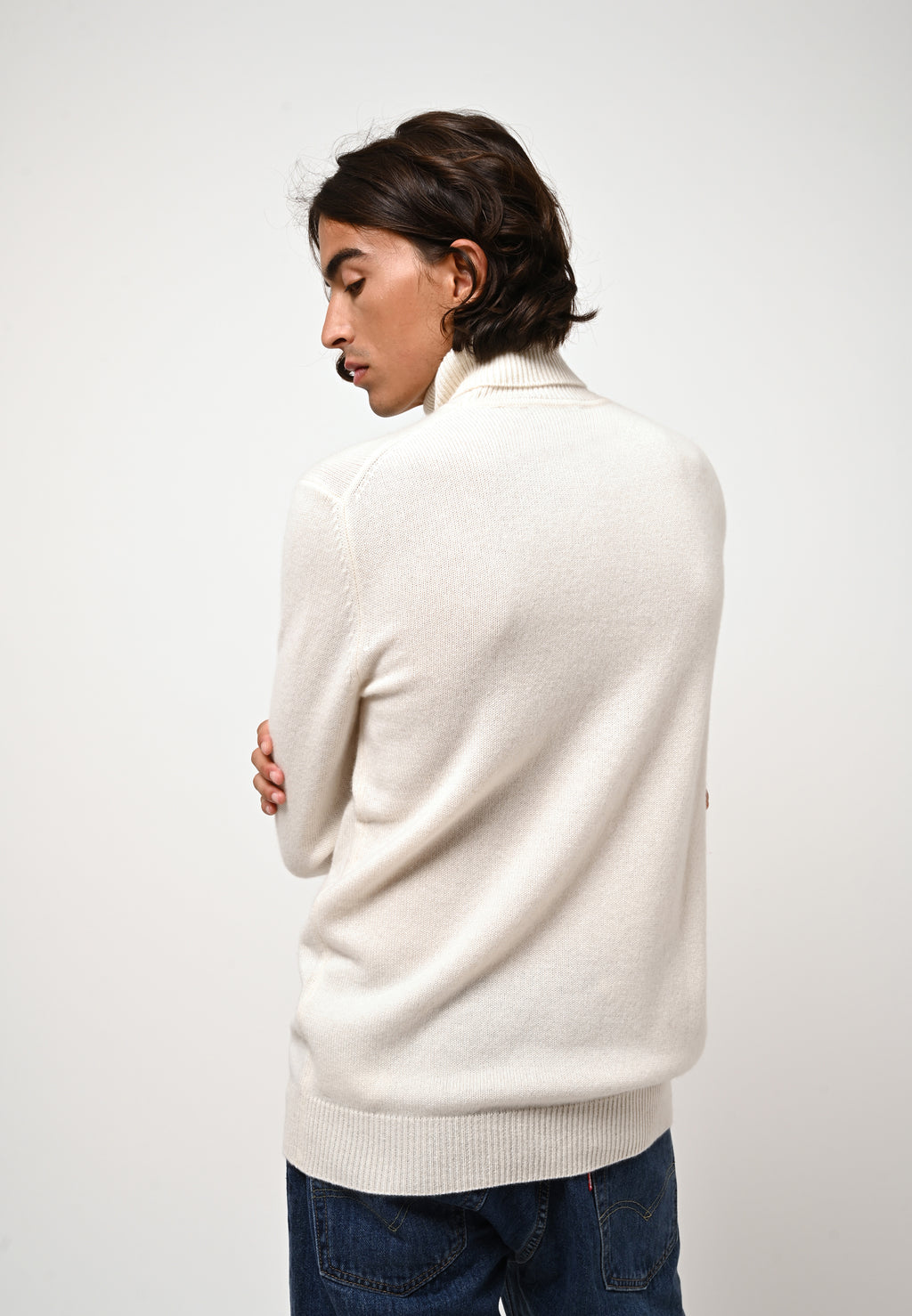 4-Ply Roll-Neck Jumper - Martin - Snow