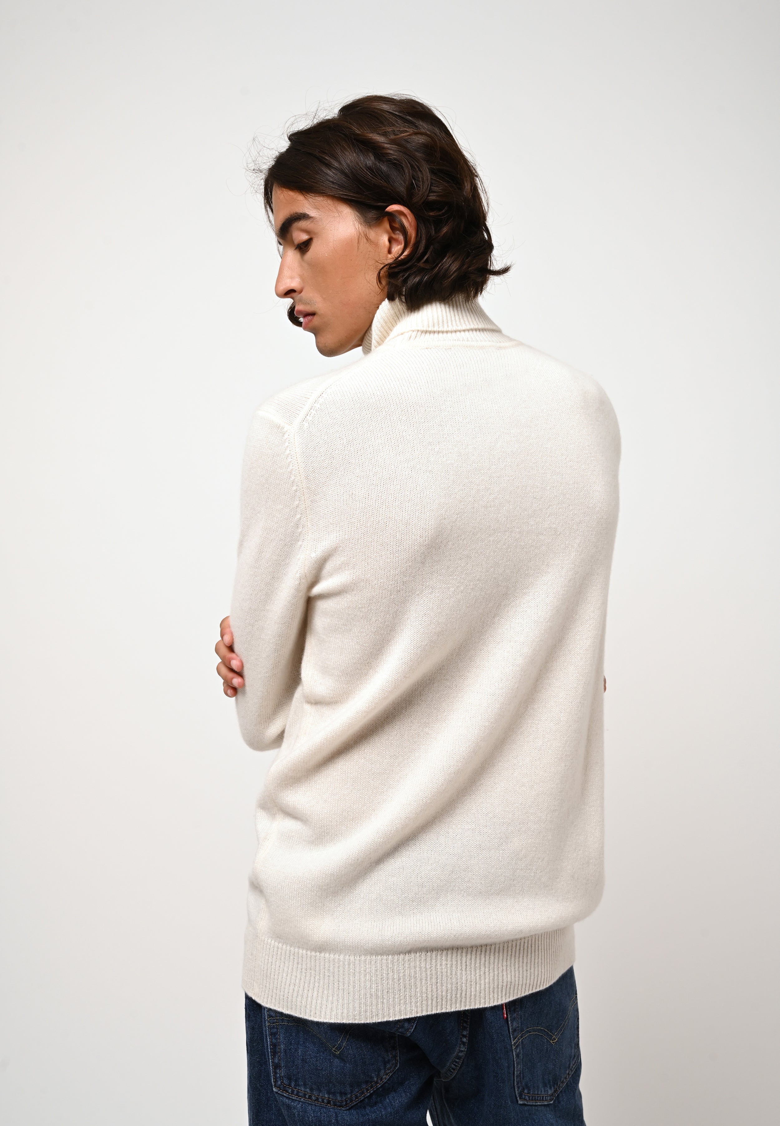 4-Ply Roll-Neck Jumper - Martin - Snow