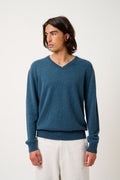 Pull Col V - Agel - Vert Canard Chiné