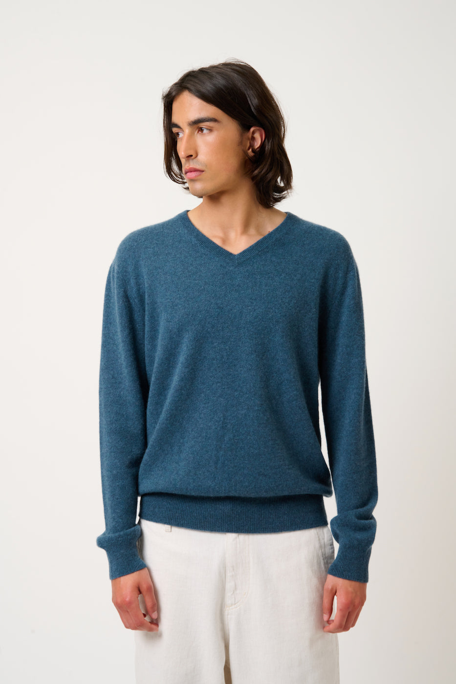 V-Neck Jumper - Agel - Teal Marl