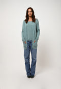 Cardigan Col V - Cimet - Vert Chiné