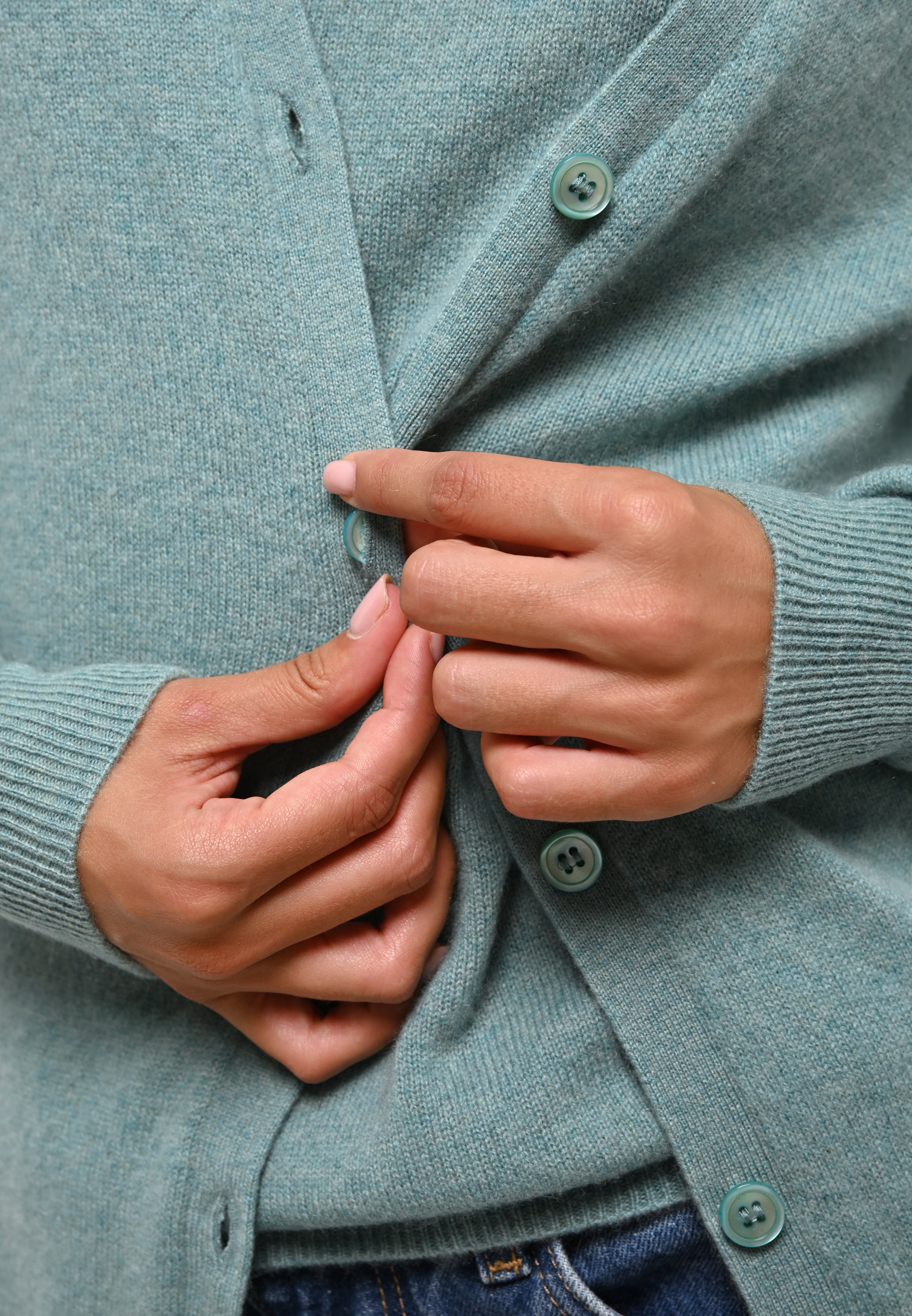 Cardigan Col V - Cimet - Vert Chiné