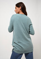 V-Neck Cardigan Cimet - Green Marl - 100% 2-Ply Cashmere