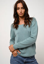 Pull Col Bateau Lanfon - Vert ChinÉ - 100% Cachemire 2 Fils