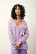 Pull Col V Devant Et Dos - Giegn - Mauve Chiné