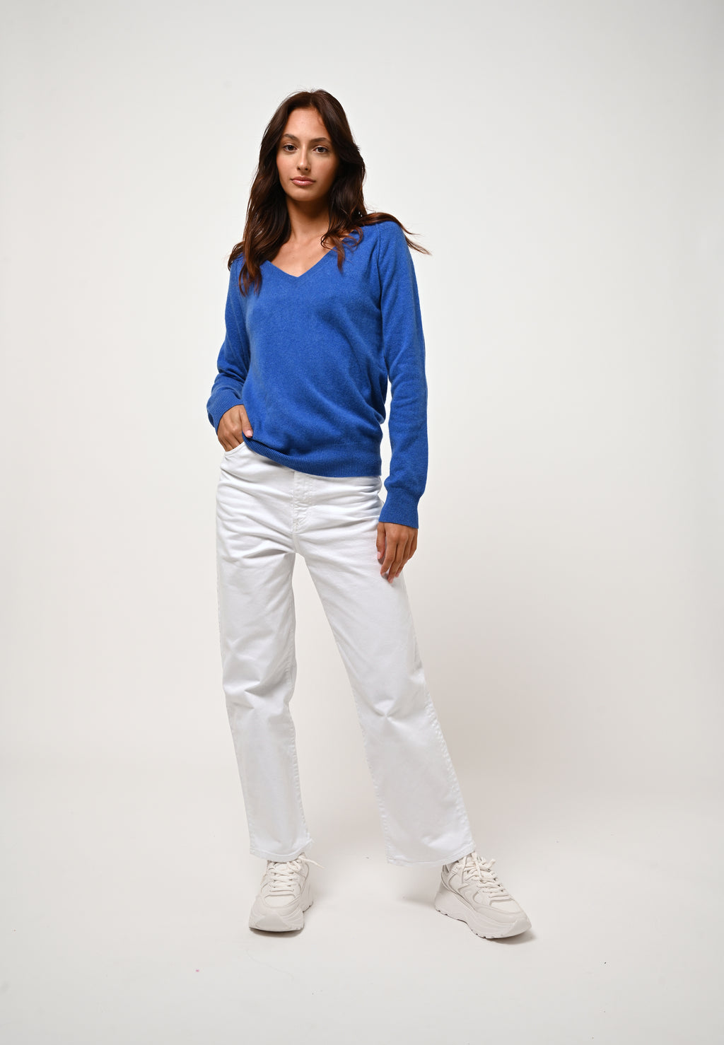 V-Neck Jumper - Giusalet - Electric Blue