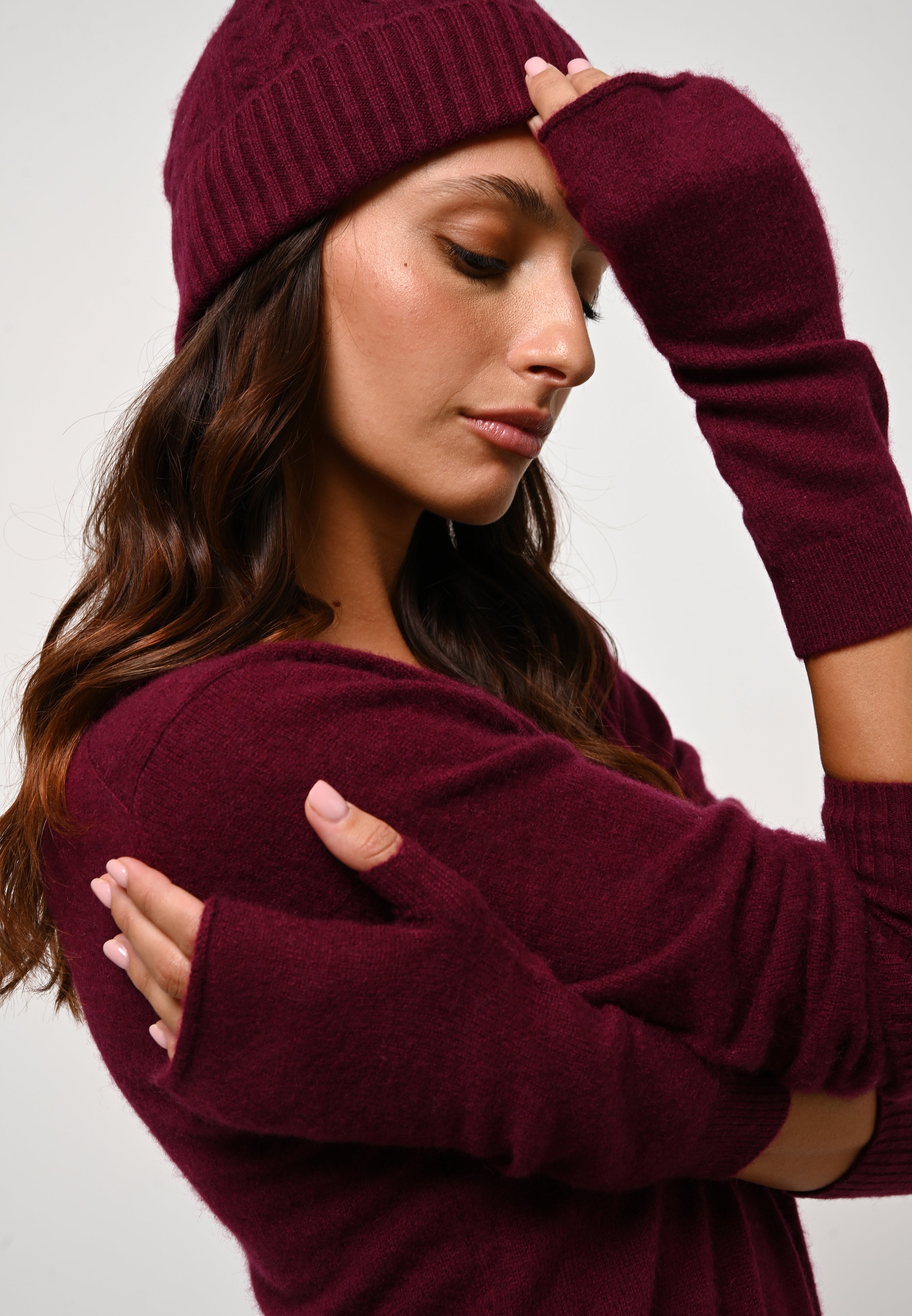 Bonnet - 100% Cachemire 4 Fils - Bordeaux