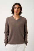 Pull Col V 4 Fils - Victor - Taupe Chiné