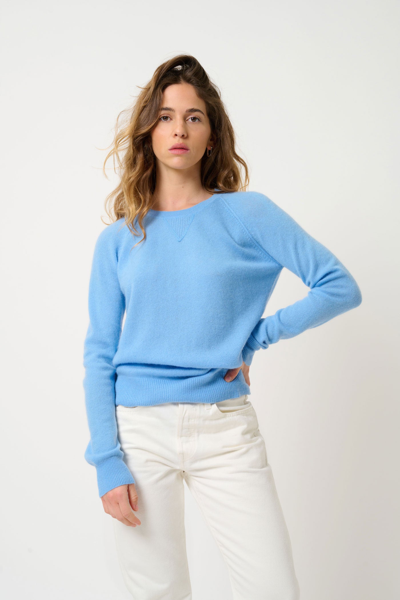 Round-Neck Jumper - Etret - Baby Blue