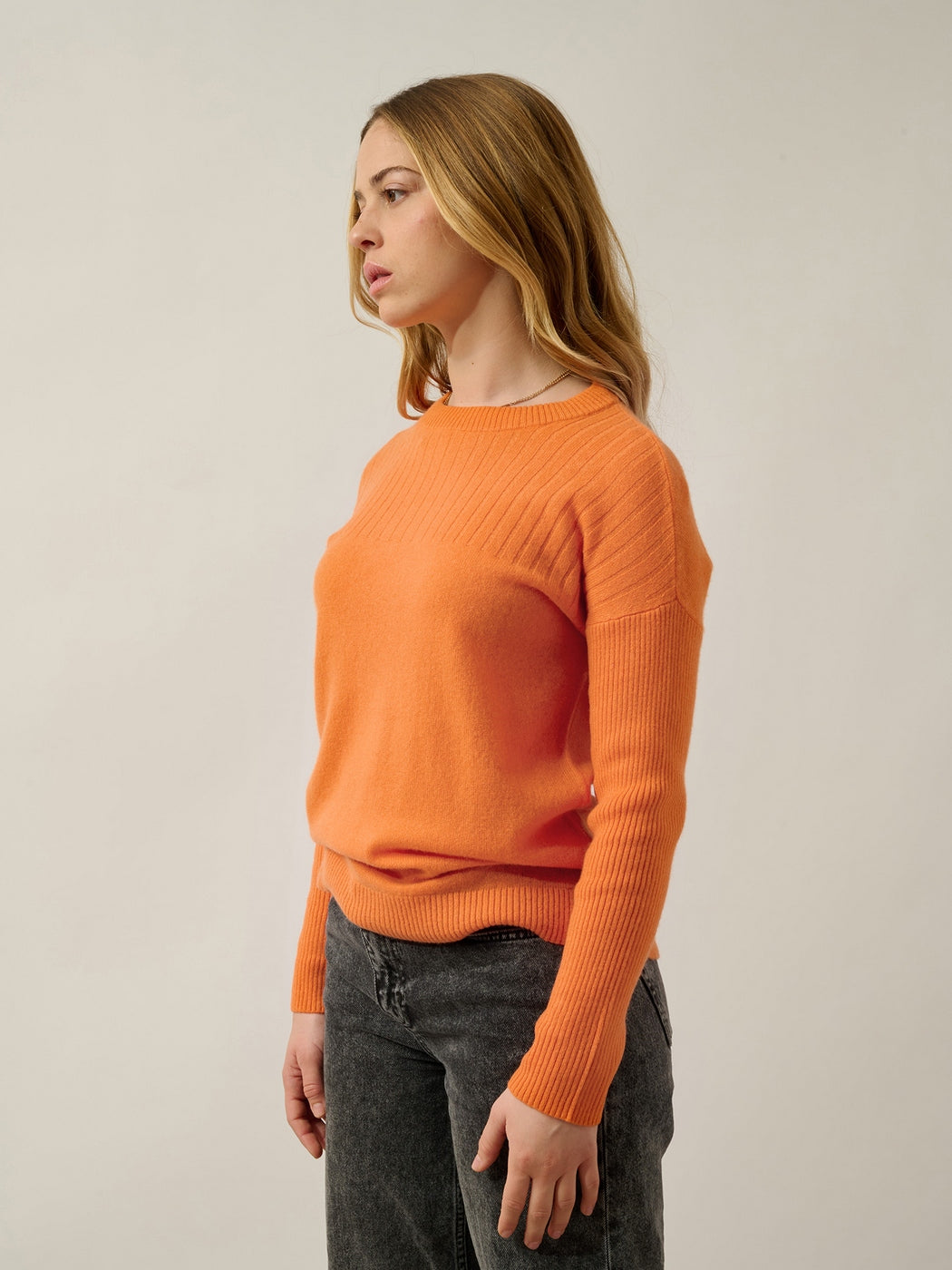 Pull Col Rond Daria - 100% Cachemire, 2 Fils - Mandarine