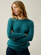 Pull Col Rond Daria - 100% Cachemire, 2 Fils - Canard Chiné