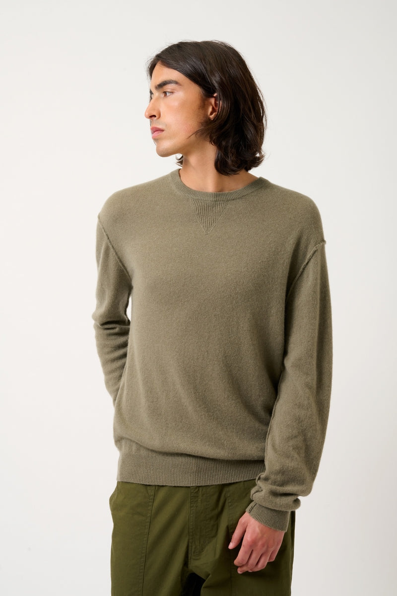 Pull Col Rond Nolan - Army - 100% Cachemire 2 Fils