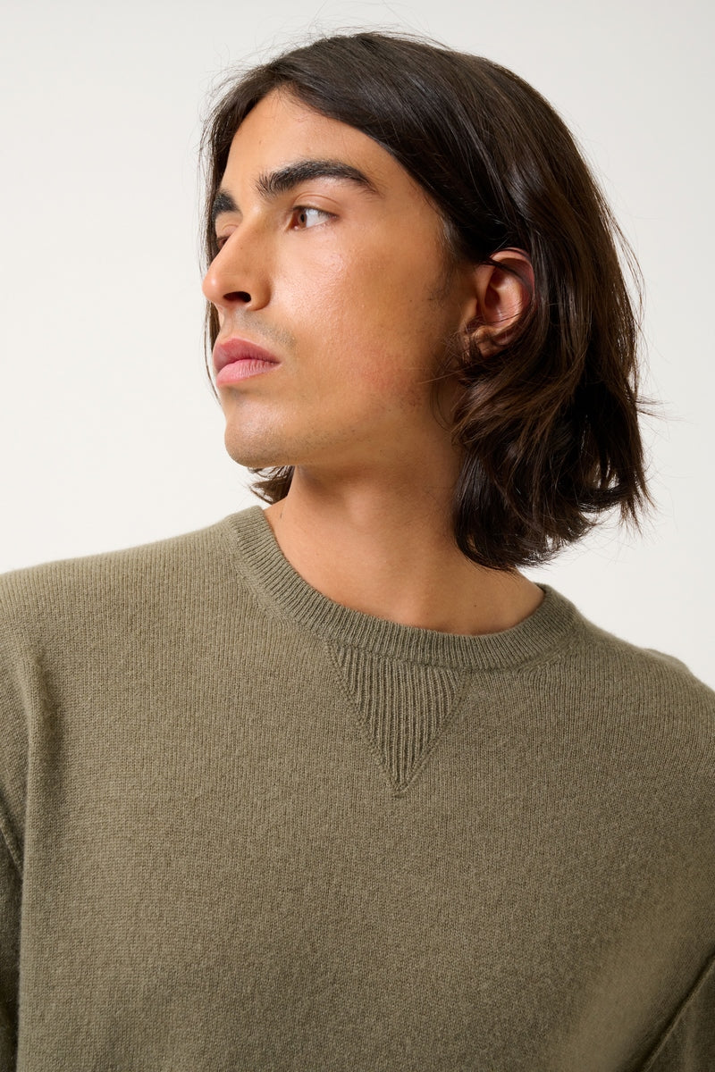 Pull Col Rond Nolan - Army - 100% Cachemire 2 Fils